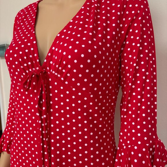 MISSGUIDED Red & White Polka Dot Dress NWT Size 12 - Picture 4 of 9